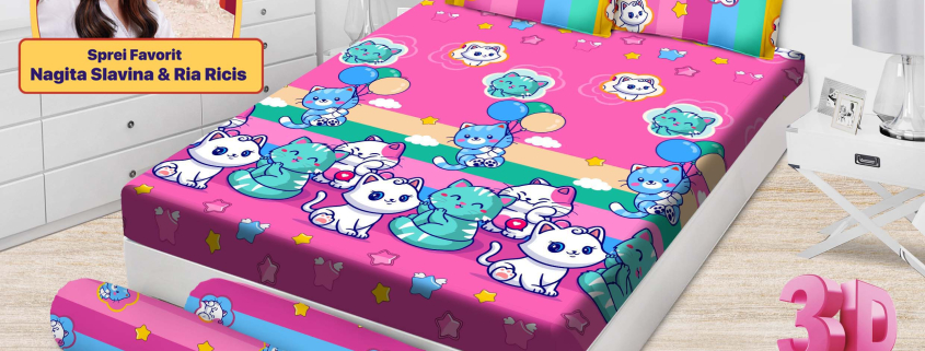 Sprei Emilia Cute Cat Tinggi 25 cm