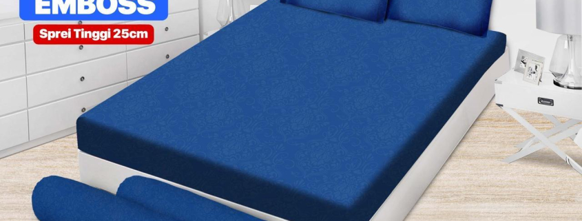 Sprei Emilia Polos Emboss Elegant Blue