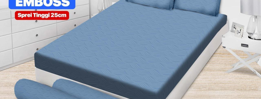 Sprei Emilia Polos Emboss Fantastic Blue