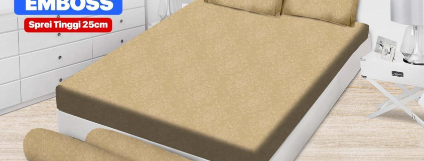 Sprei Emilia Polos Emboss Luxury Latte