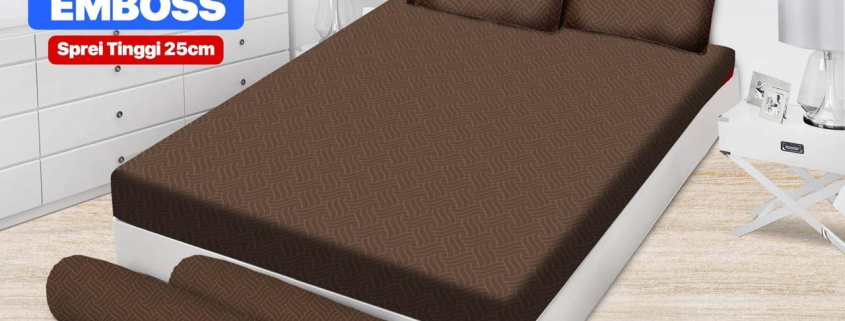 Sprei Emilia Polos Emboss Luxury Mocha