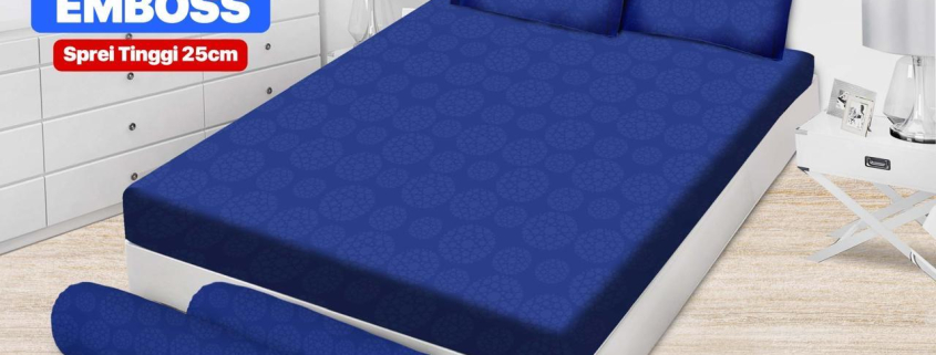 Sprei Emilia Polos Emboss New Dark Blue