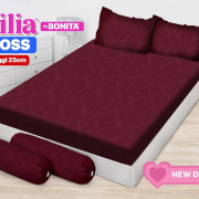Sprei Emilia Polos Emboss New Dark Red
