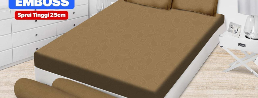 Sprei Emilia Polos Emboss New Light Mocca