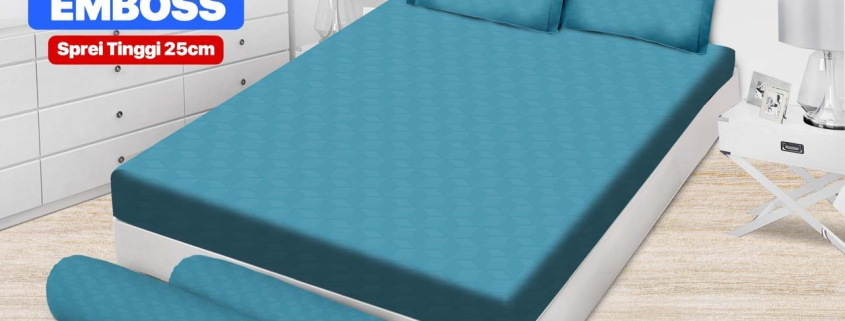 Sprei Emilia Polos Emboss New Sky Blue
